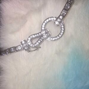 White rodium over sterling CZ tennis bracelet